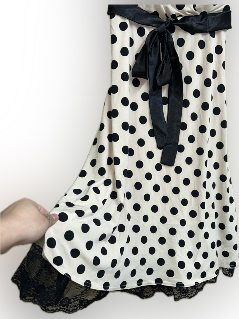 🔥5/$30🔥 Polka Dot Tie Waist Pinup Dress | City Triangles | Size Small - Picture 4 of 10